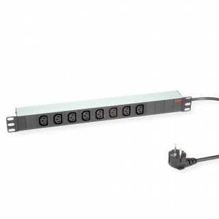 Prelungitor PDU 19" Schuko la IEC C13 Aluminiu 2m, Roline 19.07.1628