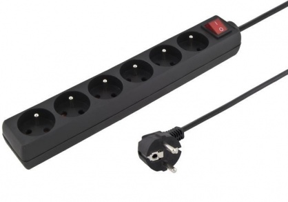 Prelungitor cu switch 6 prize 5m Negru, PPA6K-05BK
