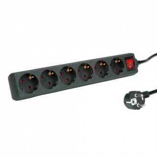 Prelungitor cu 6 prize Schuko 6m si switch ON/OFF,  Roline 19.07.1076