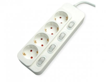 Prelungitor cu 4 x Schuko 3m + switch ON/OFF Alb, Value 19.99.0941