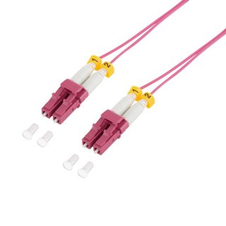 Cablu super slim fibra optica LC-LC OM4 multimode duplex 0.5m, Logilink FS4LC00